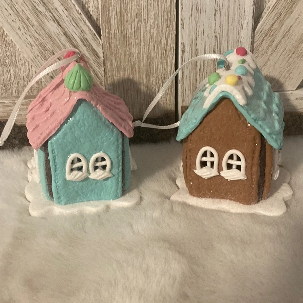 Pastel Gingerbread House Christmas Ornaments